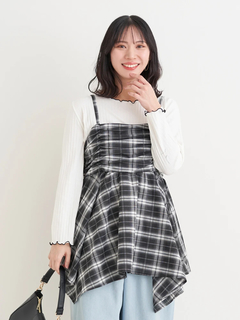 Re-J＆SUPURE(リジェイ＆スプル) |【WEB限定】シャーリングヘムキャミソール（無地・チェック柄）