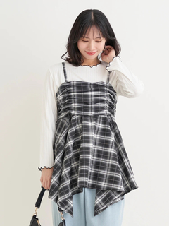 Re-J＆SUPURE(リジェイ＆スプル) |【WEB限定】シャーリングヘムキャミソール（無地・チェック柄）