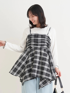 Re-J＆SUPURE(リジェイ＆スプル) |【WEB限定】シャーリングヘムキャミソール（無地・チェック柄）