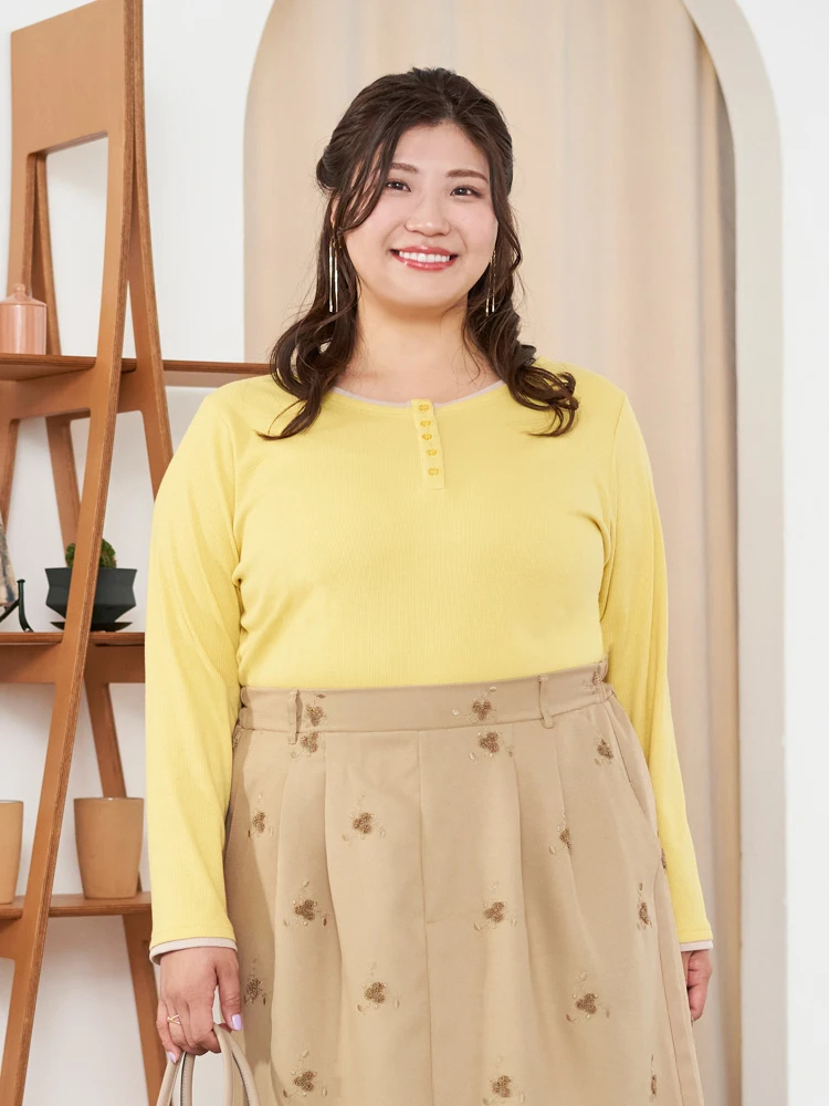 Re-J＆SUPURE(リジェイ＆スプル) |【Sasaki Mikiコラボ】前後2Way配色ヘンリーネックトップス