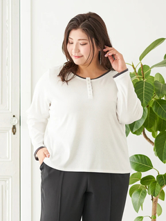 Re-J＆SUPURE(リジェイ＆スプル) |【Sasaki Mikiコラボ】前後2Way配色ヘンリーネックトップス