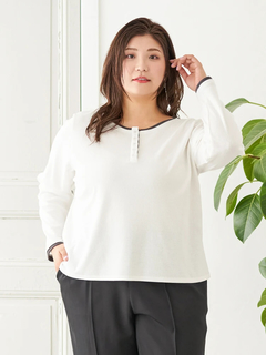 Re-J＆SUPURE(リジェイ＆スプル) |【Sasaki Mikiコラボ】前後2Way配色ヘンリーネックトップス