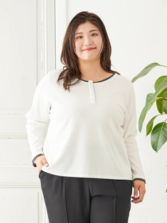 Re-J＆SUPURE(リジェイ＆スプル) |【Sasaki Mikiコラボ】前後2Way配色ヘンリーネックトップス