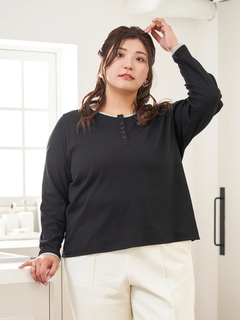 Re-J＆SUPURE(リジェイ＆スプル) |【Sasaki Mikiコラボ】前後2Way配色ヘンリーネックトップス