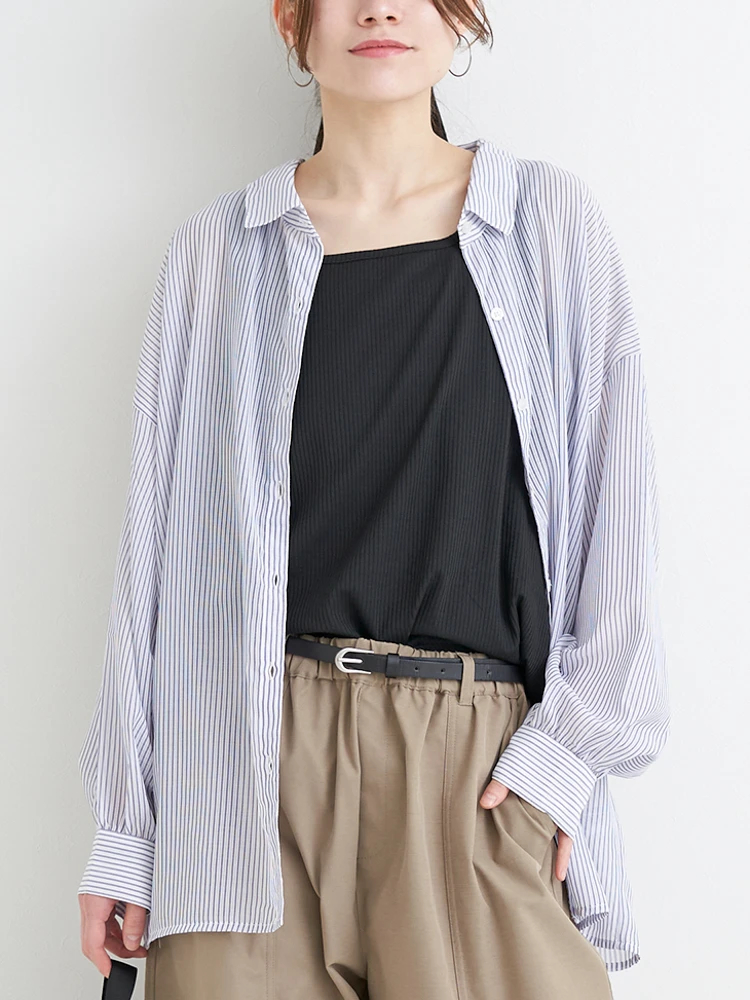 [SET]ストライプ柄シアーシャツ×タンクトップ