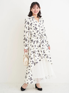 Re-J＆SUPURE(リジェイ＆スプル) |裾チュールアシメ切り替え花柄シャツワンピース