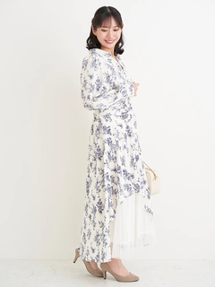 Re-J＆SUPURE(リジェイ＆スプル) |裾チュールアシメ切り替え花柄シャツワンピース