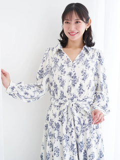 Re-J＆SUPURE(リジェイ＆スプル) |裾チュールアシメ切り替え花柄シャツワンピース
