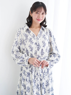 Re-J＆SUPURE(リジェイ＆スプル) |裾チュールアシメ切り替え花柄シャツワンピース