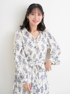 Re-J＆SUPURE(リジェイ＆スプル) |裾チュールアシメ切り替え花柄シャツワンピース