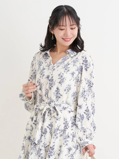 Re-J＆SUPURE(リジェイ＆スプル) |裾チュールアシメ切り替え花柄シャツワンピース