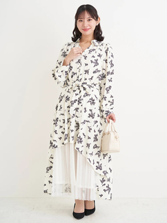 Re-J＆SUPURE(リジェイ＆スプル) |裾チュールアシメ切り替え花柄シャツワンピース