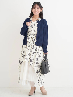Re-J＆SUPURE(リジェイ＆スプル) |裾チュールアシメ切り替え花柄シャツワンピース