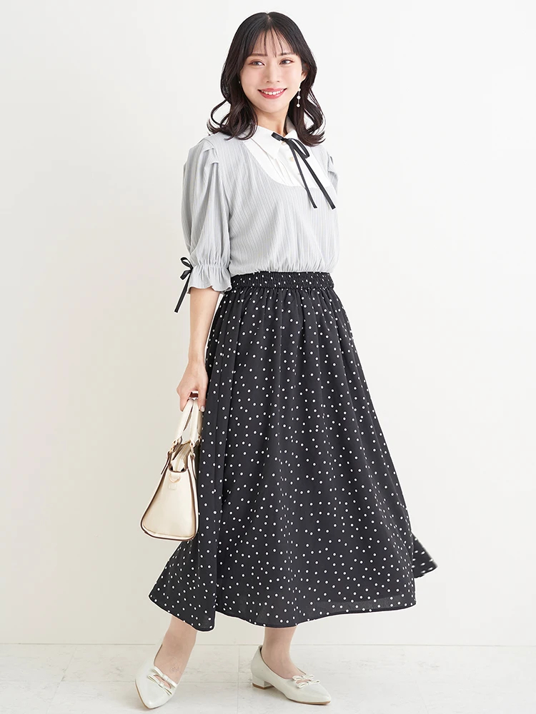 Re-J＆SUPURE(リジェイ＆スプル) |【WEB限定】ドットスカートドッキングワンピース