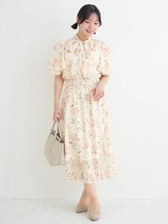 Re-J＆SUPURE(リジェイ＆スプル) |【WEB限定】花柄ボウタイワンピース