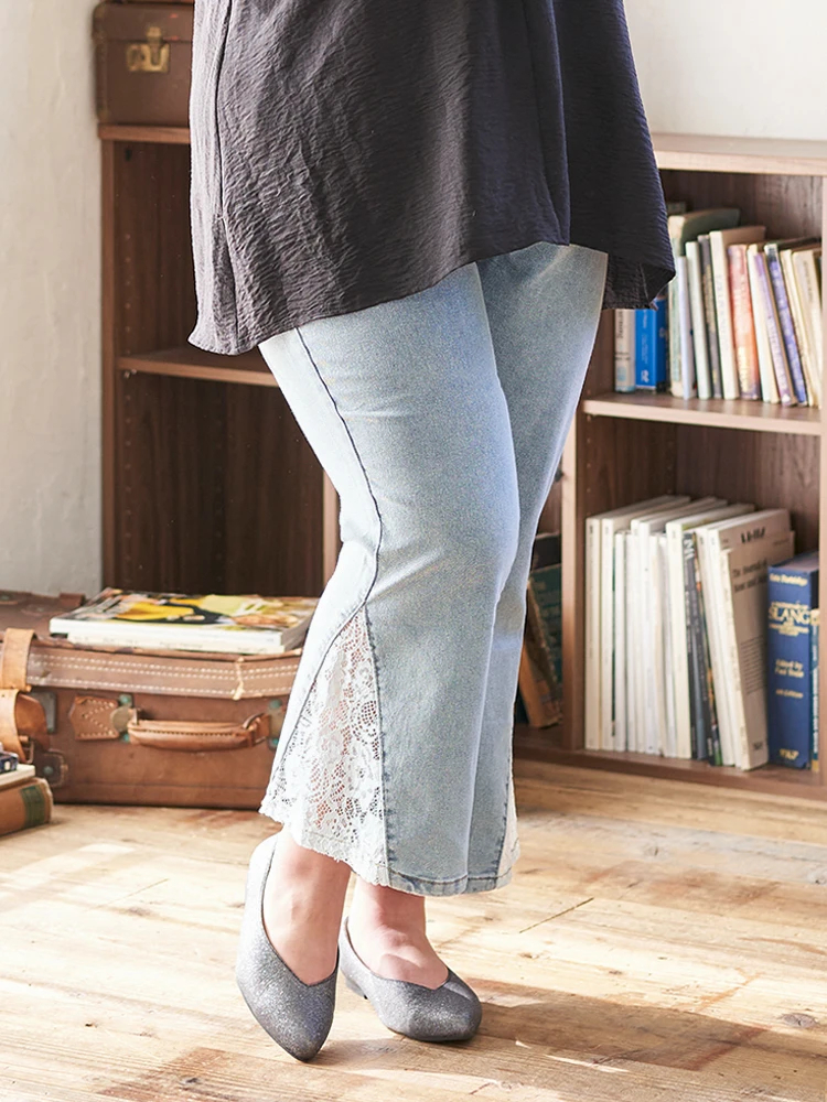 Re-J＆SUPURE(リジェイ＆スプル) |【Kannaコラボ】サイドレース切替デニムフレアパンツ