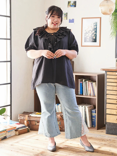 Re-J＆SUPURE(リジェイ＆スプル) |【Kannaコラボ】サイドレース切替デニムフレアパンツ