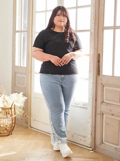 Re-J＆SUPURE(リジェイ＆スプル) |【Kannaコラボ】サイドレース切替デニムフレアパンツ