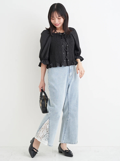 Re-J＆SUPURE(リジェイ＆スプル) |【Kannaコラボ】サイドレース切替デニムフレアパンツ