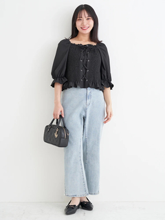 Re-J＆SUPURE(リジェイ＆スプル) |【Kannaコラボ】サイドレース切替デニムフレアパンツ