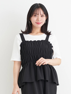 Re-J＆SUPURE(リジェイ＆スプル) |[SET]シャーリングジャンパースカート×リブTシャツ