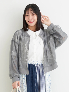レース×チュールブルゾン(大きいサイズ・ぽっちゃり女子向け レース×チュールブルゾン(大きいサイズ・ぽっちゃり女子向け