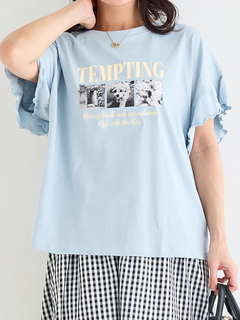 Re-J＆SUPURE(リジェイ＆スプル) |【接触冷感・UVカット】袖フリルフォトプリントTシャツ