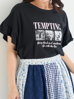 Re-J＆SUPURE(リジェイ＆スプル) |【接触冷感・UVカット】袖フリルフォトプリントTシャツ