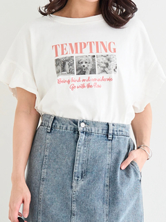 Re-J＆SUPURE(リジェイ＆スプル) |【接触冷感・UVカット】袖フリルフォトプリントTシャツ