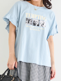 Re-J＆SUPURE(リジェイ＆スプル) |【接触冷感・UVカット】袖フリルフォトプリントTシャツ