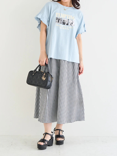 Re-J＆SUPURE(リジェイ＆スプル) |【接触冷感・UVカット】袖フリルフォトプリントTシャツ