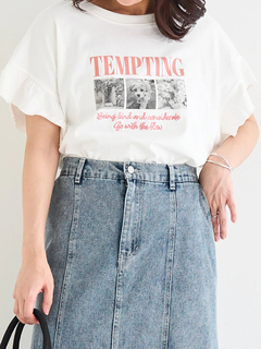 Re-J＆SUPURE(リジェイ＆スプル) |【接触冷感・UVカット】袖フリルフォトプリントTシャツ