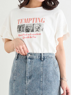 Re-J＆SUPURE(リジェイ＆スプル) |【接触冷感・UVカット】袖フリルフォトプリントTシャツ