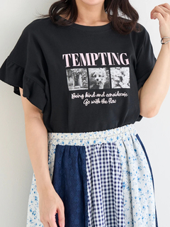 Re-J＆SUPURE(リジェイ＆スプル) |【接触冷感・UVカット】袖フリルフォトプリントTシャツ