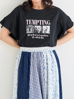 Re-J＆SUPURE(リジェイ＆スプル) |【接触冷感・UVカット】袖フリルフォトプリントTシャツ