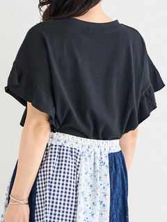 Re-J＆SUPURE(リジェイ＆スプル) |【接触冷感・UVカット】袖フリルフォトプリントTシャツ