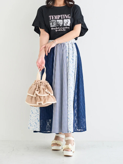 Re-J＆SUPURE(リジェイ＆スプル) |【接触冷感・UVカット】袖フリルフォトプリントTシャツ