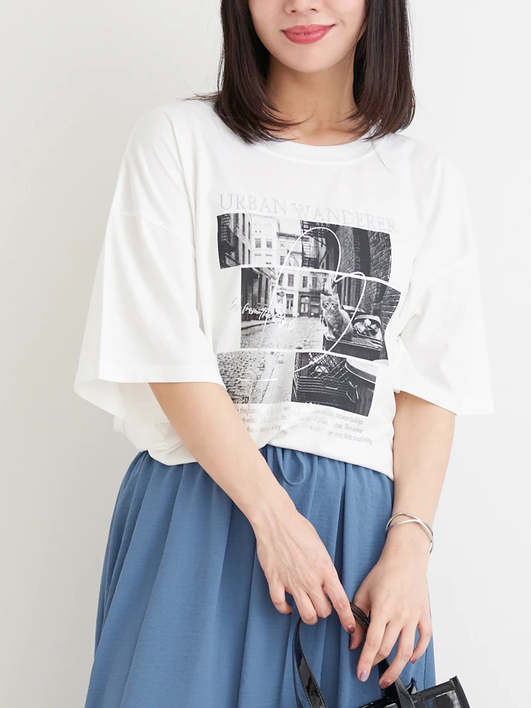 【キレサラ 機能Tシャツ】キャットフォトプリントTシャツ