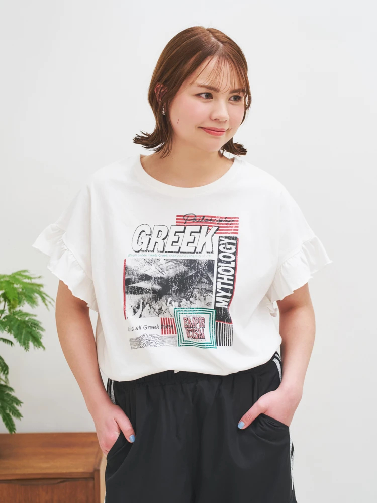 Re-J＆SUPURE(リジェイ＆スプル) |袖フリルバンドTシャツ