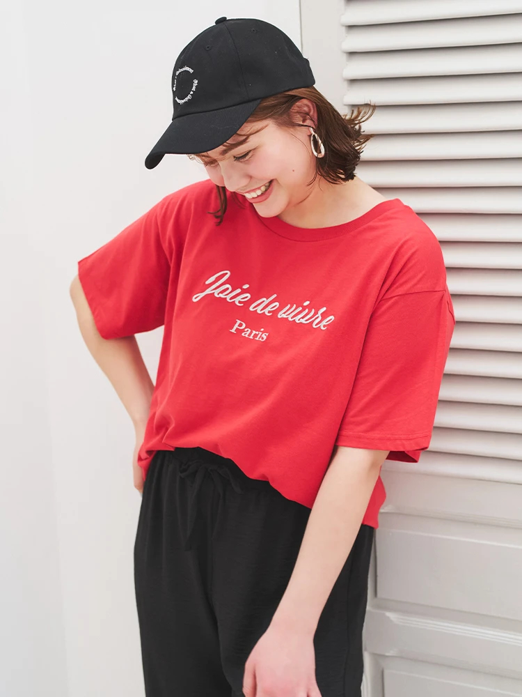 Re-J＆SUPURE(リジェイ＆スプル) |【接触冷感】ラメロゴ刺繍Tシャツ