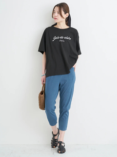 Re-J＆SUPURE(リジェイ＆スプル) |【接触冷感】ラメロゴ刺繍Tシャツ