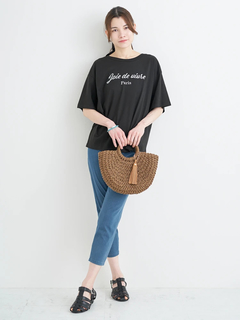 Re-J＆SUPURE(リジェイ＆スプル) |【接触冷感】ラメロゴ刺繍Tシャツ