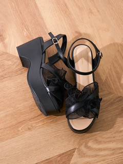 Re-J＆SUPURE(リジェイ＆スプル) |【la farfa SHOES/ラ・ファーファシューズ】プリーツフリルウエッジソールサンダル