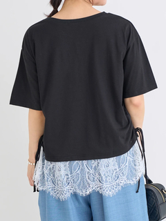 Re-J＆SUPURE(リジェイ＆スプル) |ドロスト裾レースロゴプリントTシャツ