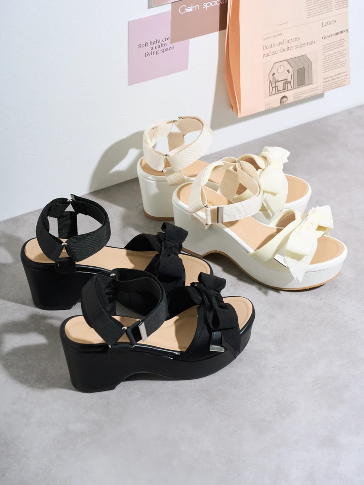 la farfa SHOES/ラ・ファーファシューズ】リボンウエッジソール