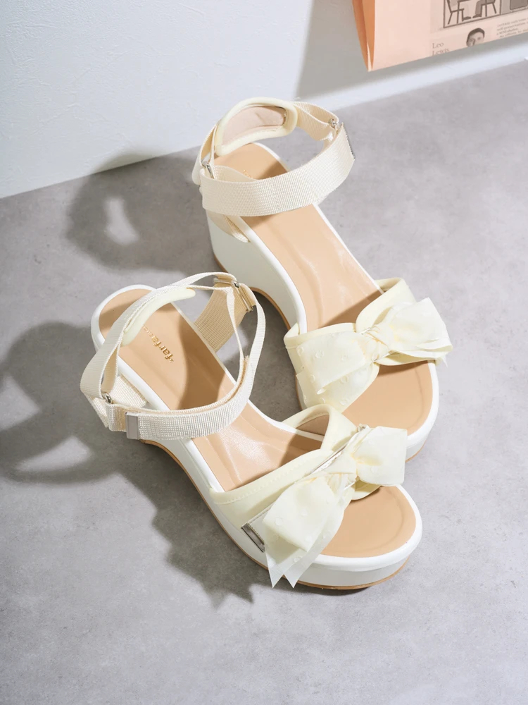 la farfa SHOES/ラ・ファーファシューズ】リボンウエッジソール