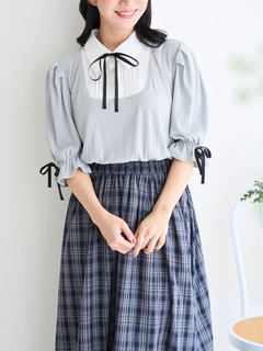 花柄ボウタイドッキングワンピース（大きいサイズ・ぽっちゃり女子向け