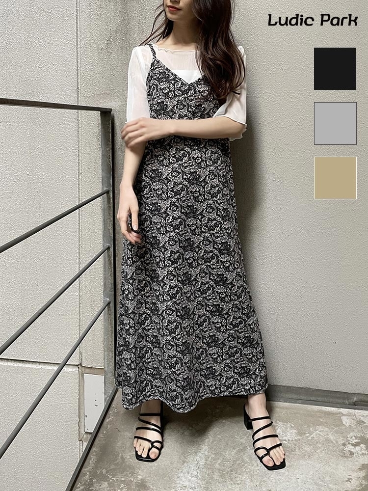 キャミジャンスカ シアートップスアンサンブル スカート 黒 グレー ベージュ 公式 クール セクシーのレディースファッションブランドdaisy Merry Cool デイジーメリークール