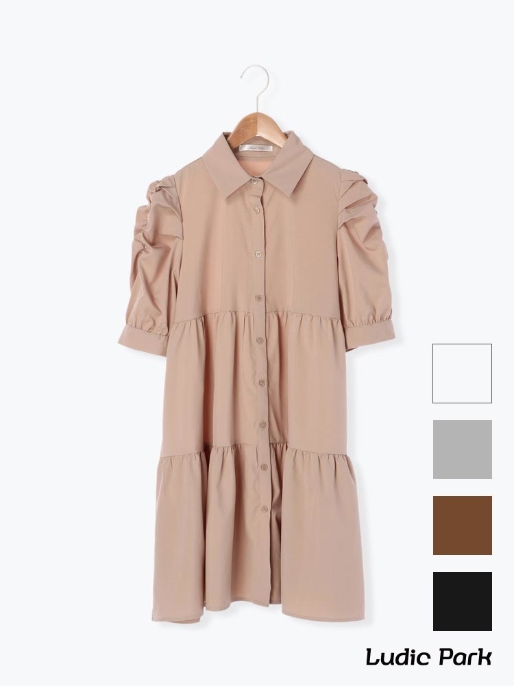 パワショルティアードシャツワンピース ブラウスチュニック ワンピース 白 グレー モカ茶 黒 公式 エレガンス きれい目のレディースファッションブランドlilou De Chouchou リルデシュシュ パワショルティアードシャツワンピース ブラウスチュニック ワンピース 白 グレー モカ茶 黒 公式 エレガンス きれい目のレディースファッションブランドlilou De Chouchou リルデシュシュ