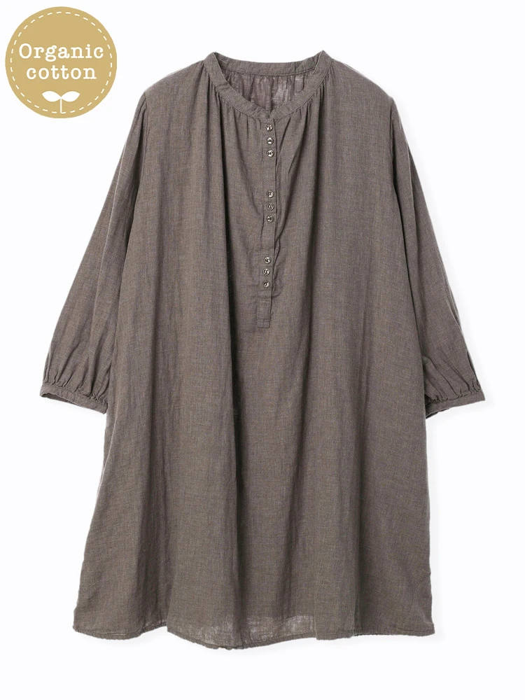 オーガニックコットンバンドカラーワンピース / Hare no hi（ハレノヒ